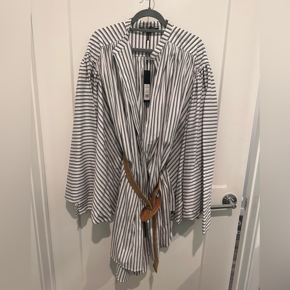 BCBGMAXAZRIA striped belted dress